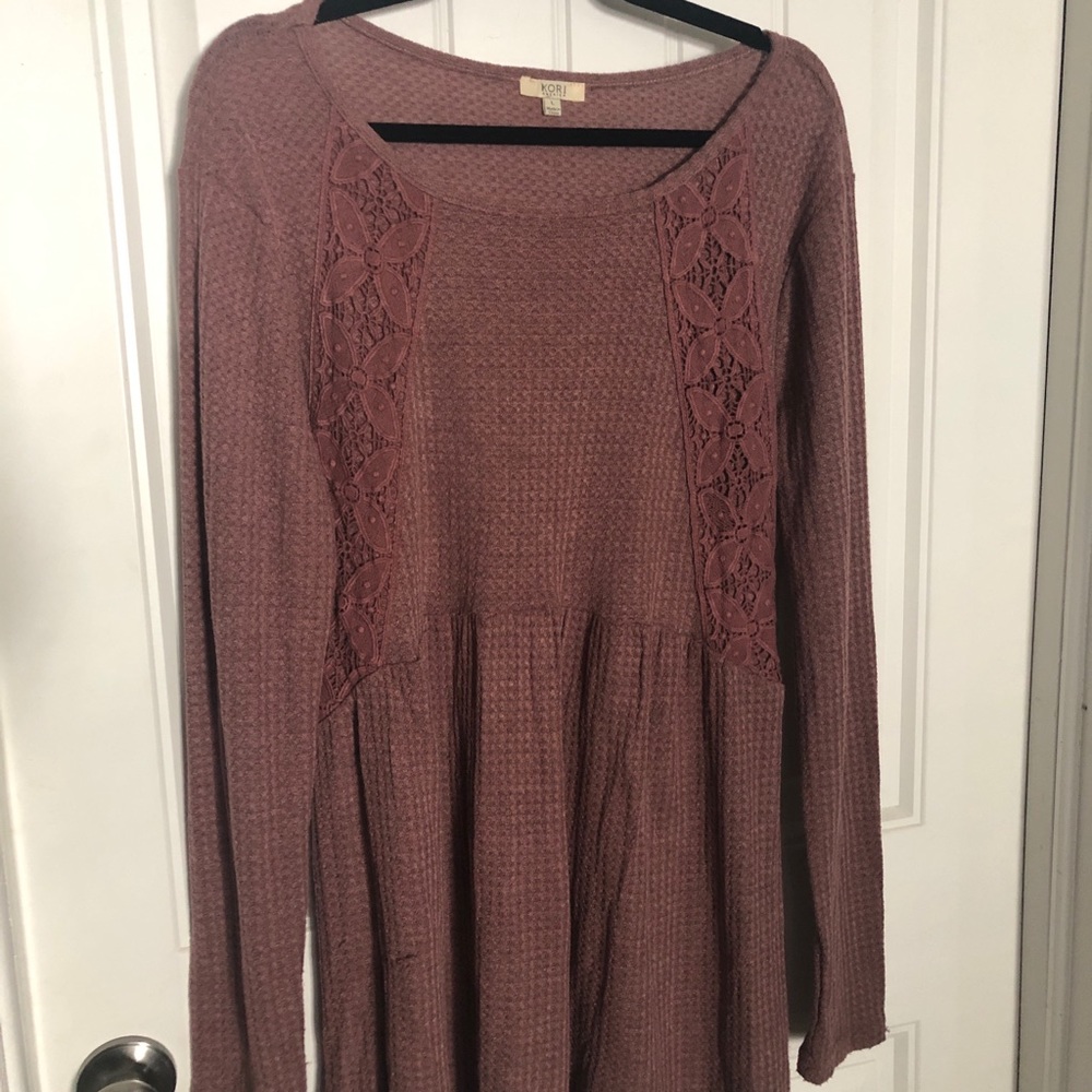 Purple Peasant Waffle Top